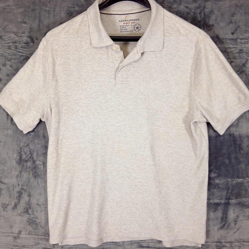 Saddlebred Polo Shirt Mens Large Gray Perfect Polo Short Sleeve Knit Casual